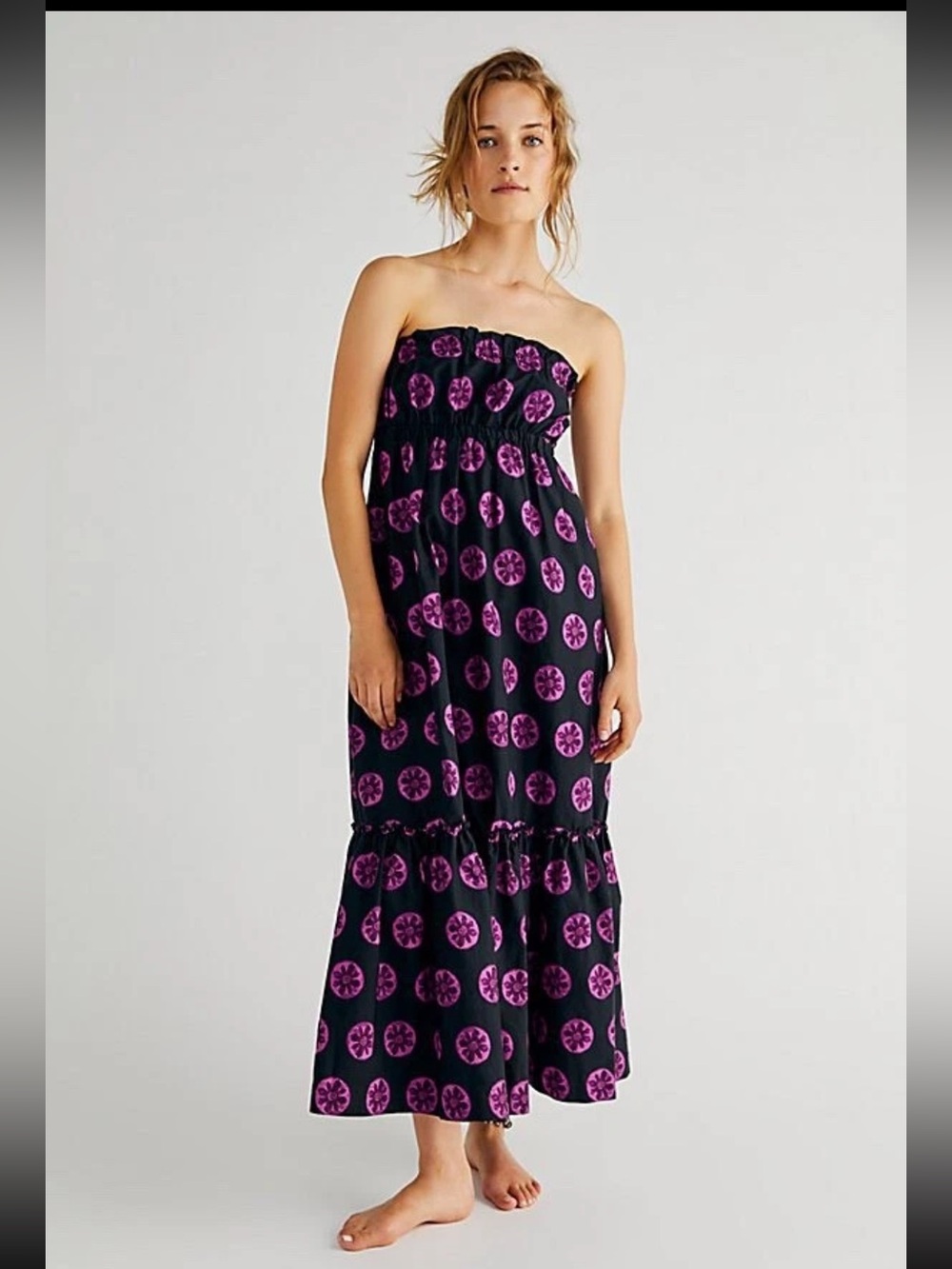Free People Leanna Tube Dress Size Small black purple boho